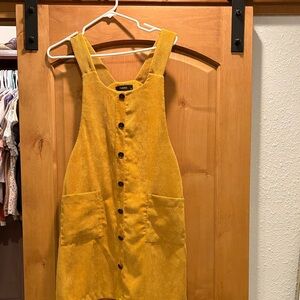 Chic Mustard Corduroy Button-Front Dress